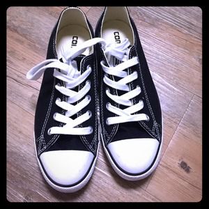 Black and white converse.