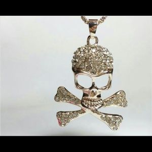 Crystal punk skull pendant luxury chain necklace