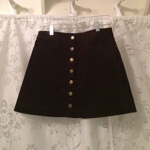 Brown Corduroy Button Skirt