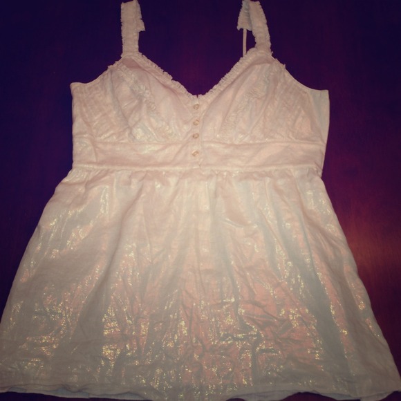 Shimmer Golden Linen Tank Top