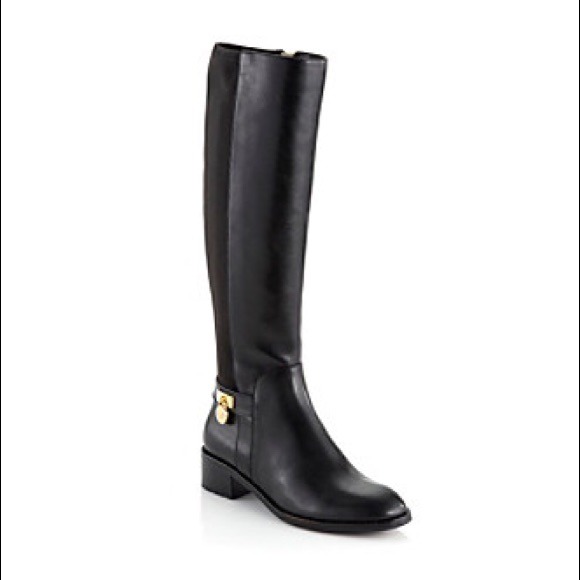 Michael Kors black hamilton boot (gold hardware)