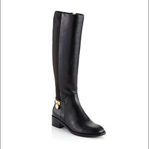 Michael Kors black hamilton boot (gold hardware)