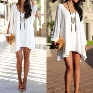 White flowy keyhole dress