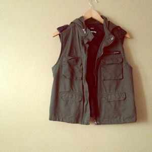 Military Green Hoodie Vest