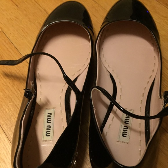 Miu miu patent Mary Janes with rhinestoneheel
