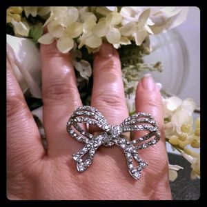 🎉HP🎉 RHINESTONE Statement Ring Bow Ribbon Glam