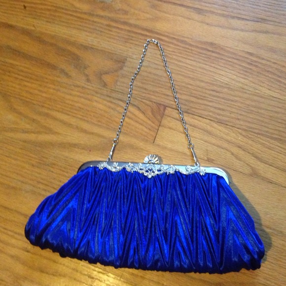 Blue silky clutch