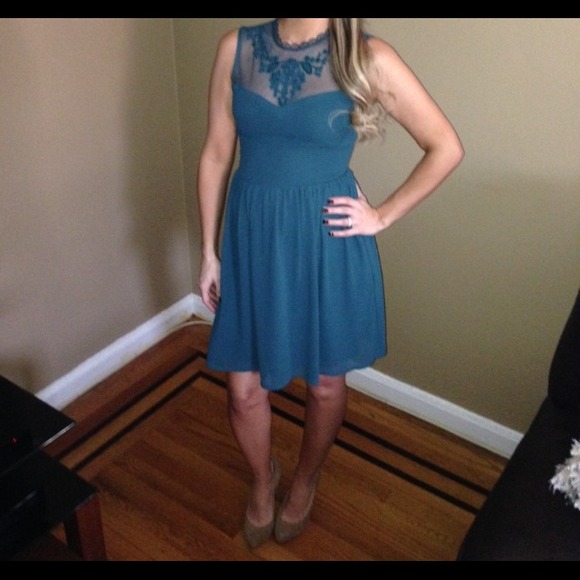 Hunter green sheer skater dress