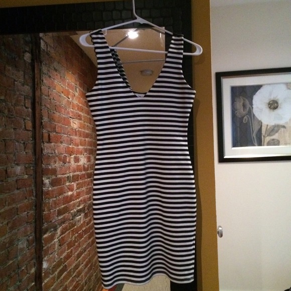 Bar III black and white striped dress