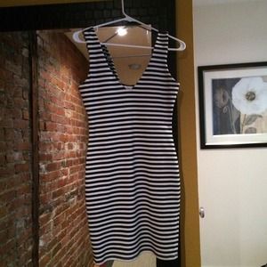 Bar III black and white striped dress
