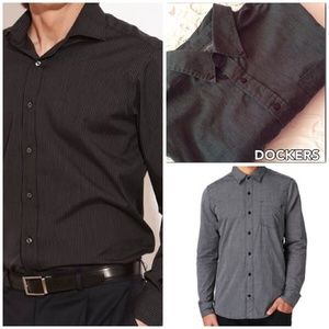 DOCKERS GRAY MENS BUTTON UP SHIRT, 17 NWOT