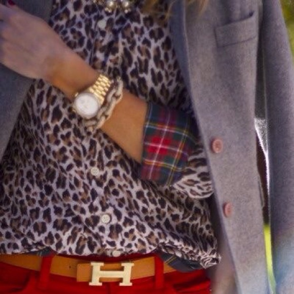 J. Crew Tops - J crew leopard Oxford