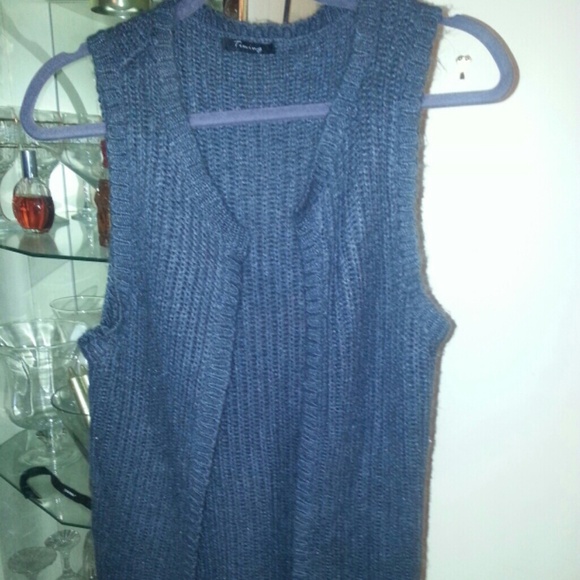 Grey long length sweater vest