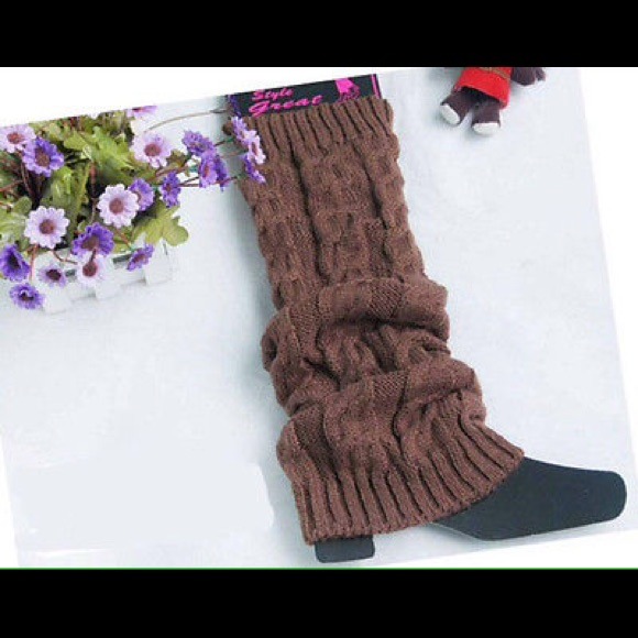 Chocolate brown cable knit leg warmers