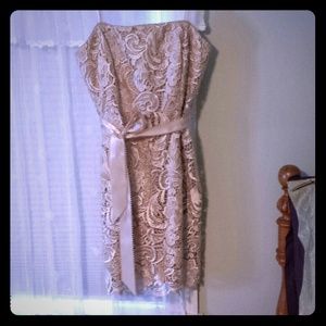 Lace sand cocktail dress