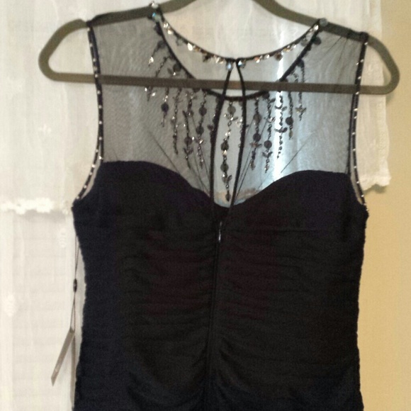 Navy cocktail dress with rhinestone detail - Picture 4 of 4