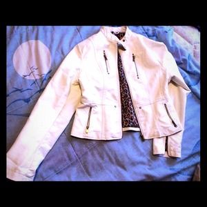 Bebe white leather jacket