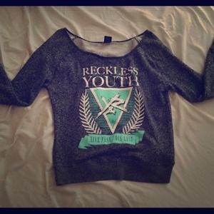 Young and Reckless off the shoulder Crewneck