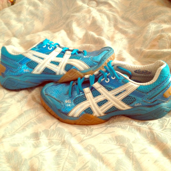 Asics Gel Blue Snakeprint Volleyball Shoes size 7