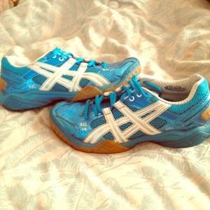 Asics Gel Blue Snakeprint Volleyball Shoes size 7