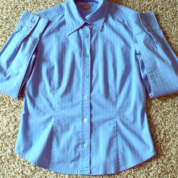 Blue and silver button up - Picture 1 of 4