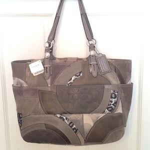 Authentic Coach Grey Patchwork Tote