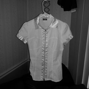 Satin trim dress blouse