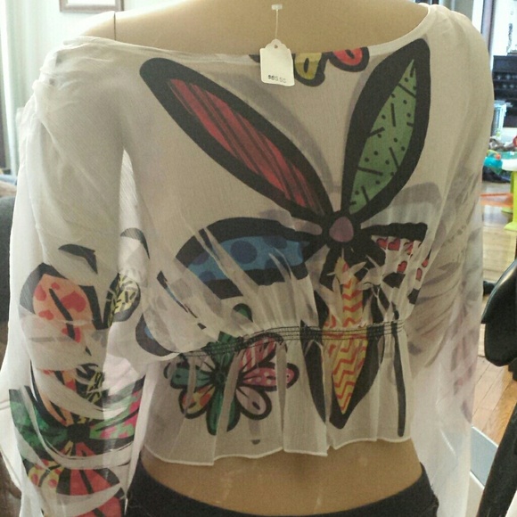 Sexy multi color shear crop blouse - Picture 2 of 3
