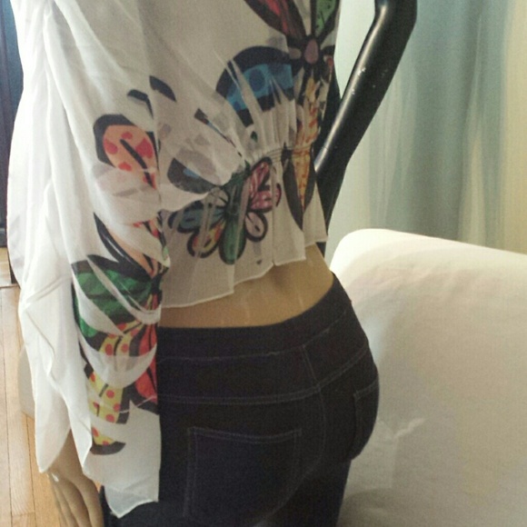 Sexy multi color shear crop blouse - Picture 3 of 3