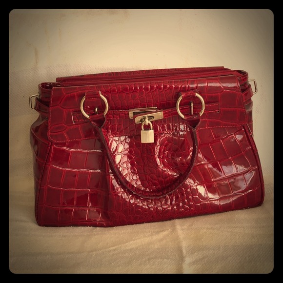 🚫SOLD🚫 Red Croc Italian Leather Bag