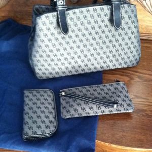 Dooney & Bourke satchel with accessories.
