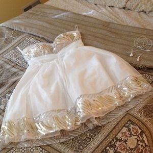 White and gold sequin dress