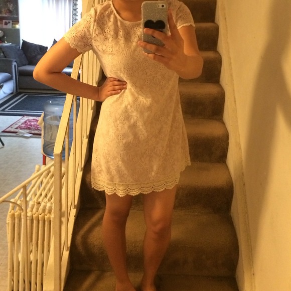 Lace tan short dress