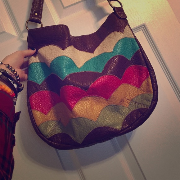 Multicolor leather shoulder bag