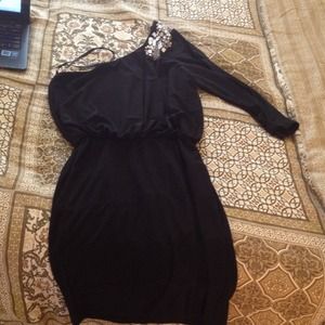 Sexy one sleeve black dress