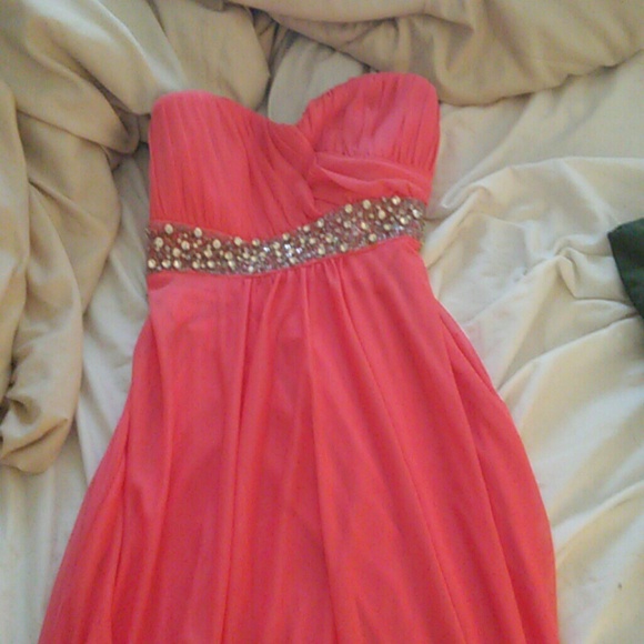 Long coral prom dress