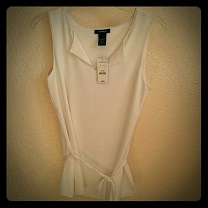 Express White Sleeveless Belted Top