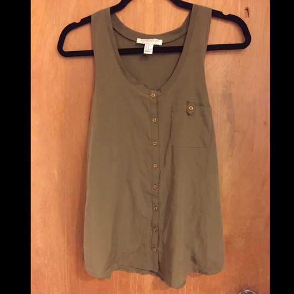 Green racerback buttoned top