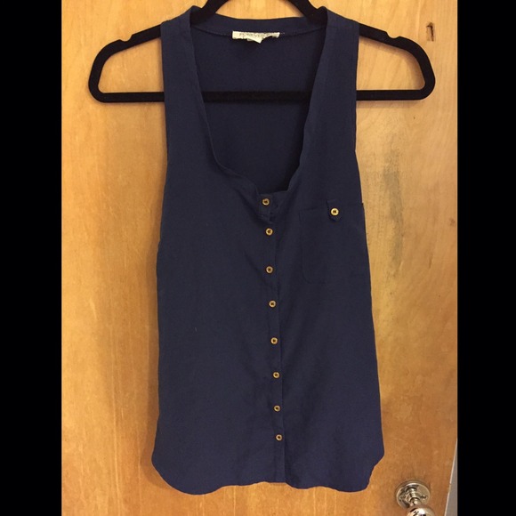 Blue racerback buttoned top