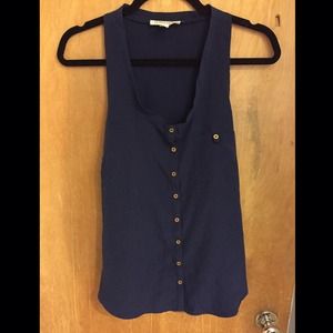 Blue racerback buttoned top