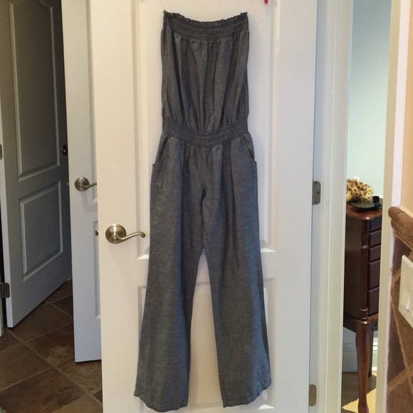 Linen jumpsuit blue/gray color worn once