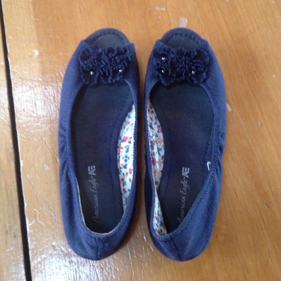 Navy flower flats peep toe American eagle