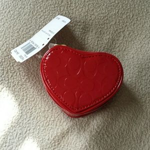 COACH Red Embossed Travel Jewelry Box Case Bag