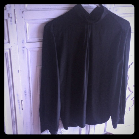 Black vintage silk blouse!