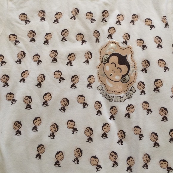 Korean White Monkey Shirt/Graphic Tee - Picture 2 of 2