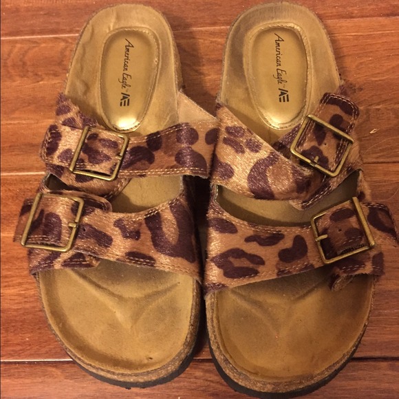 Leopard Print American Eagle Slides
