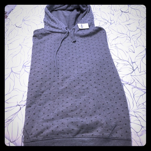 Grey dolka dotted hoodie w/pockets NWTS