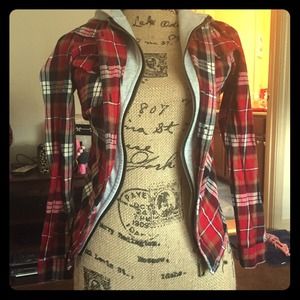 Plaid jacket with hood