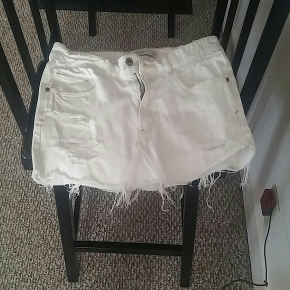 White jean skirt