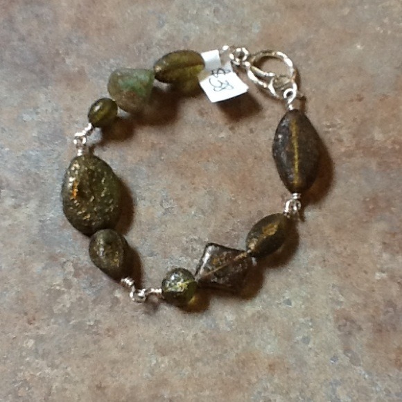 Czech glass mossy green bracelet
